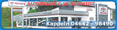 Toyota Kappeln, Autohaus C.-W. Schmidt GmbH, Ellenberger Straße 10 in 24376 Kappeln / Ellenberg. Typenoffene Auto KFZ Werkstatt, PKW Reparatur aller Fabrikate DEKRA TÜV AU Toyota Vertragshändler